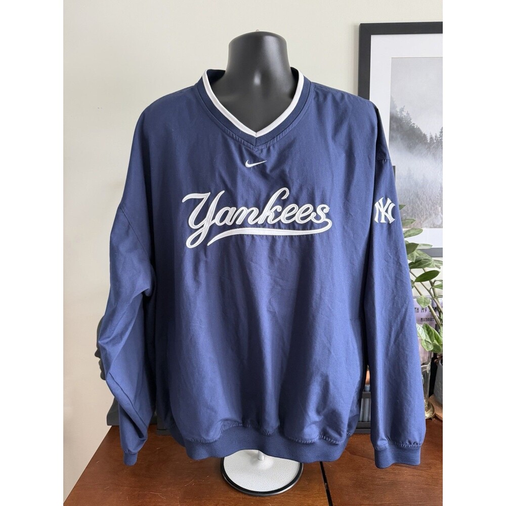Vintage New York Yankees Nike Center Swoosh Windbreaker Pullover Size 2XL